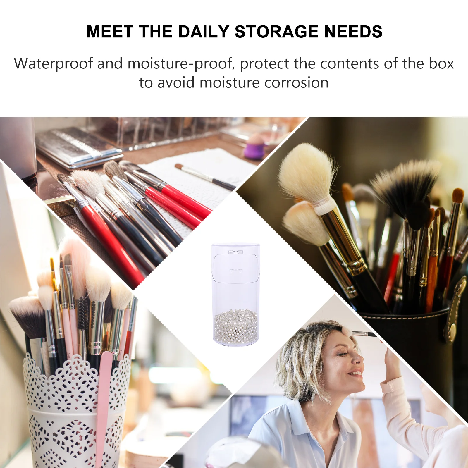 Durable Makeup Brush Storage Box Organizer for Brushes Sponges Lipsticks Foundations Blushes Eye Shadows Vanity Decor