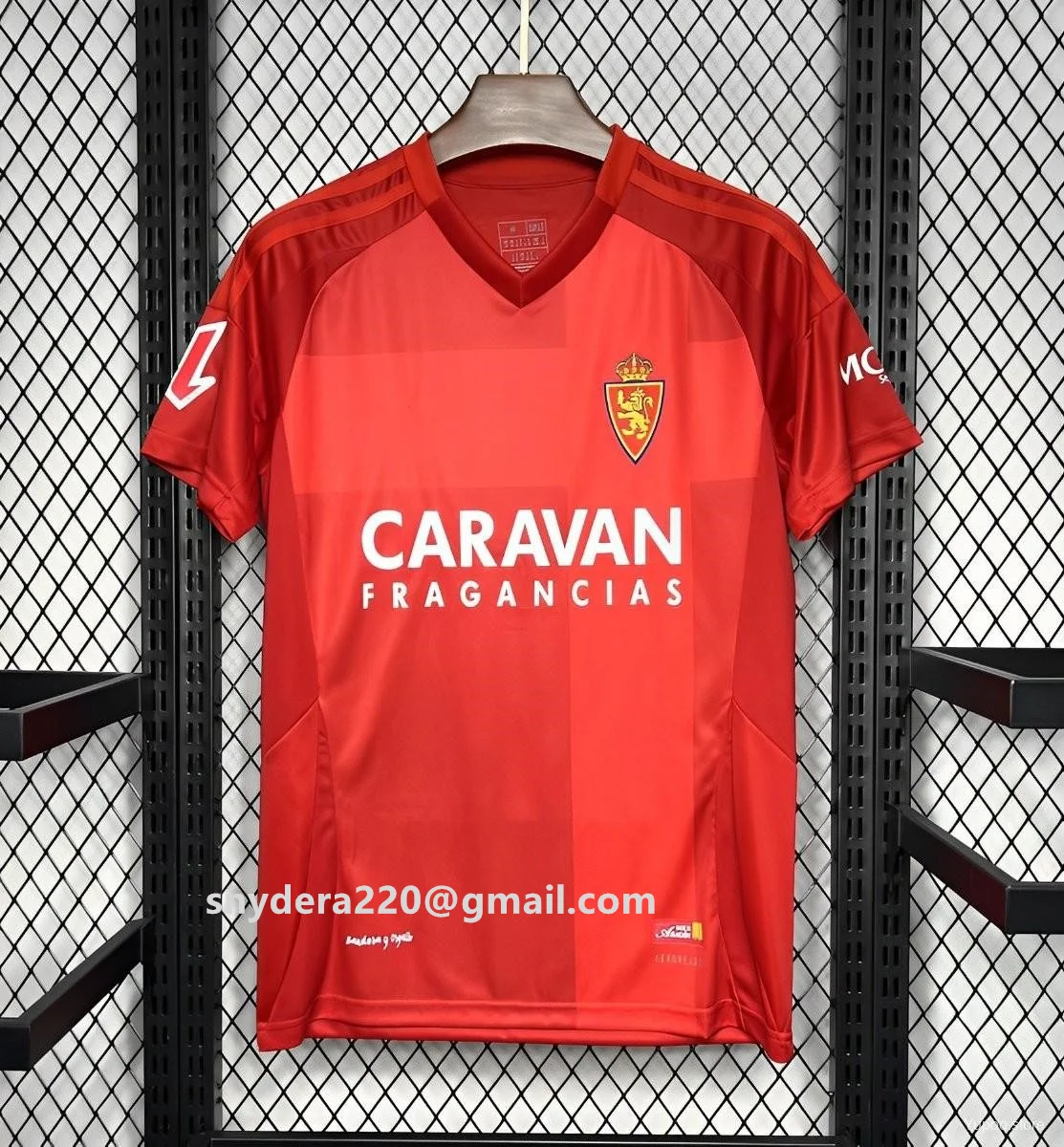 

Мужская красная быстросохнущая одежда Zaragoza Away 2024/25, тренировочные рубашки CF