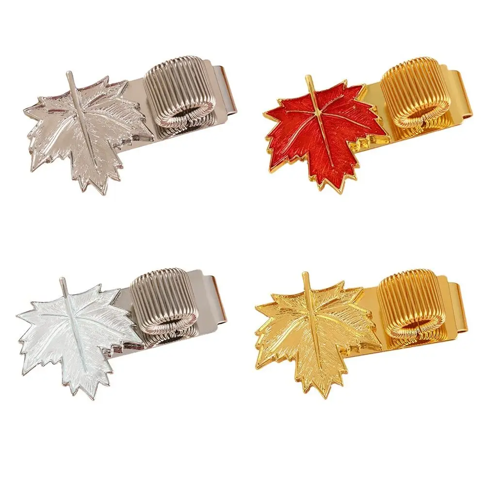 Metal Maple Leaf Pen Holder Anti-lost Bookmark Spring Pen Clips Secure Grip Fixed Stationery Pencil Holder for Notebook Journal