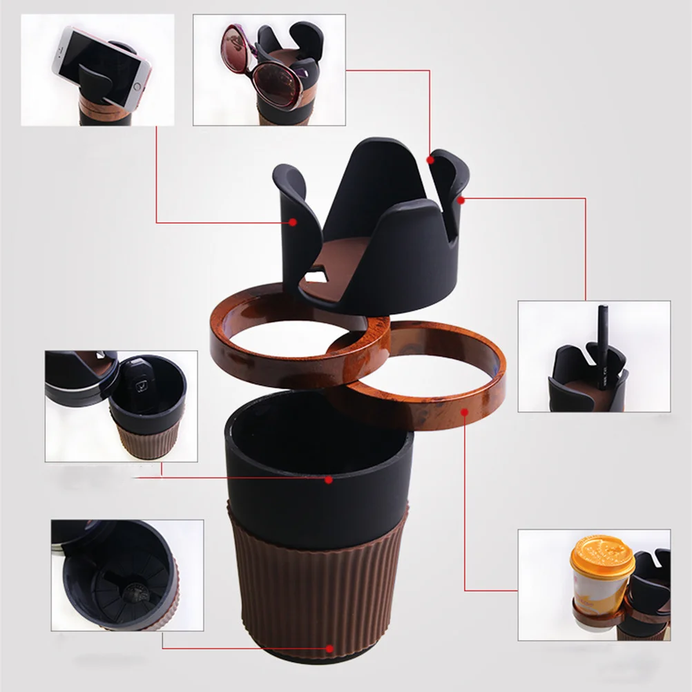 

Car Cup Holder Walnut Color Multifunction ABS Silicone Universal Car Seat Organizer Mobile Phone Holder Storage Box