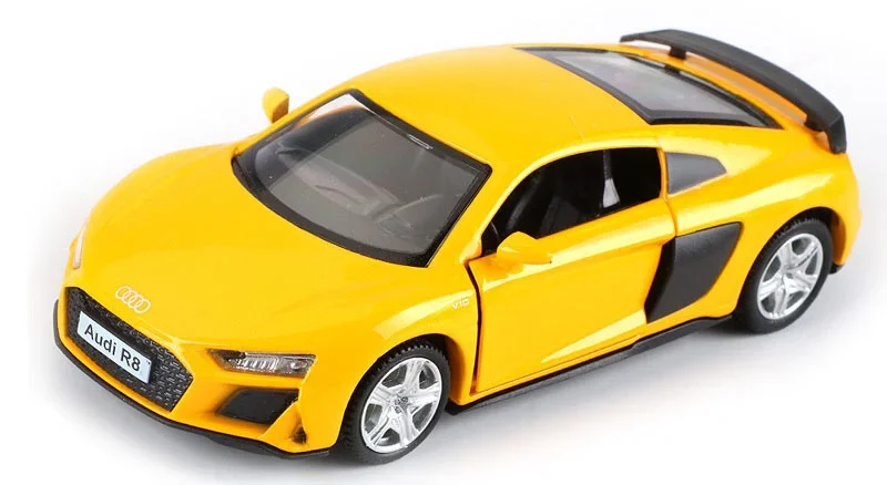 1:36 audi r8 Legierung Druckguss Metall Supercar Spielzeug auto Modell Simulation Licht und Ton 2 Türen geöffnet zurückziehen Geschenke für Kinder