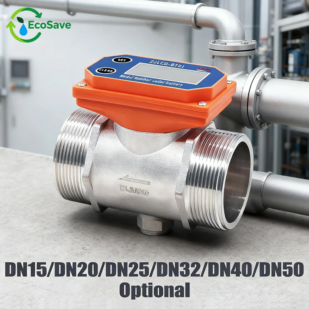 Intelligent Digital Flow Meter High Precision Stainless Steel Flowmeter LCD Display Water Flow Sensor for Farm Garden Irrigation