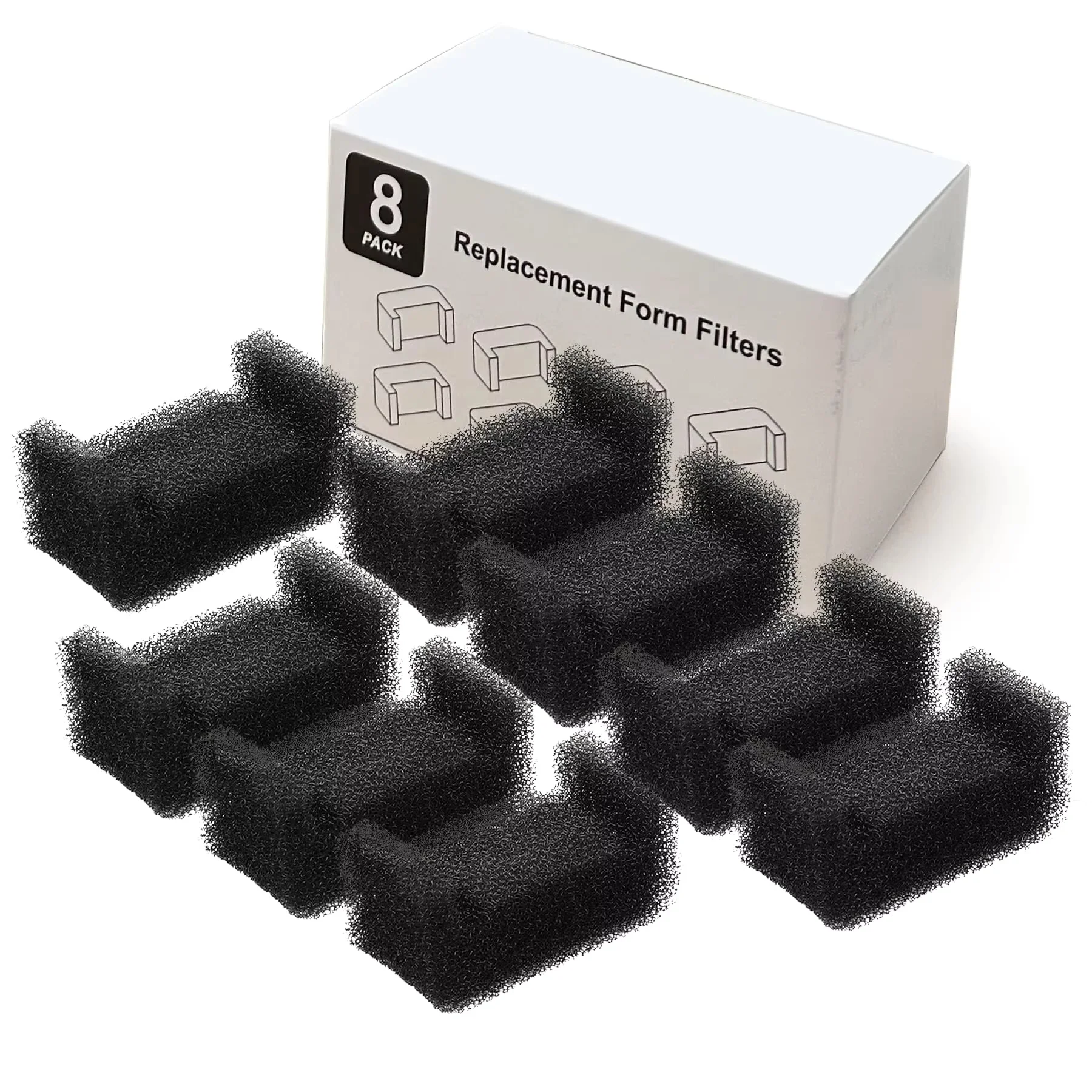 Filtro de Espuma Preto (8 Unidades) para Bebedouro de Gatos e Cães DR-DC160 - Acessório de Reposição para Bomba de Água e Dispensador de Água para Pets