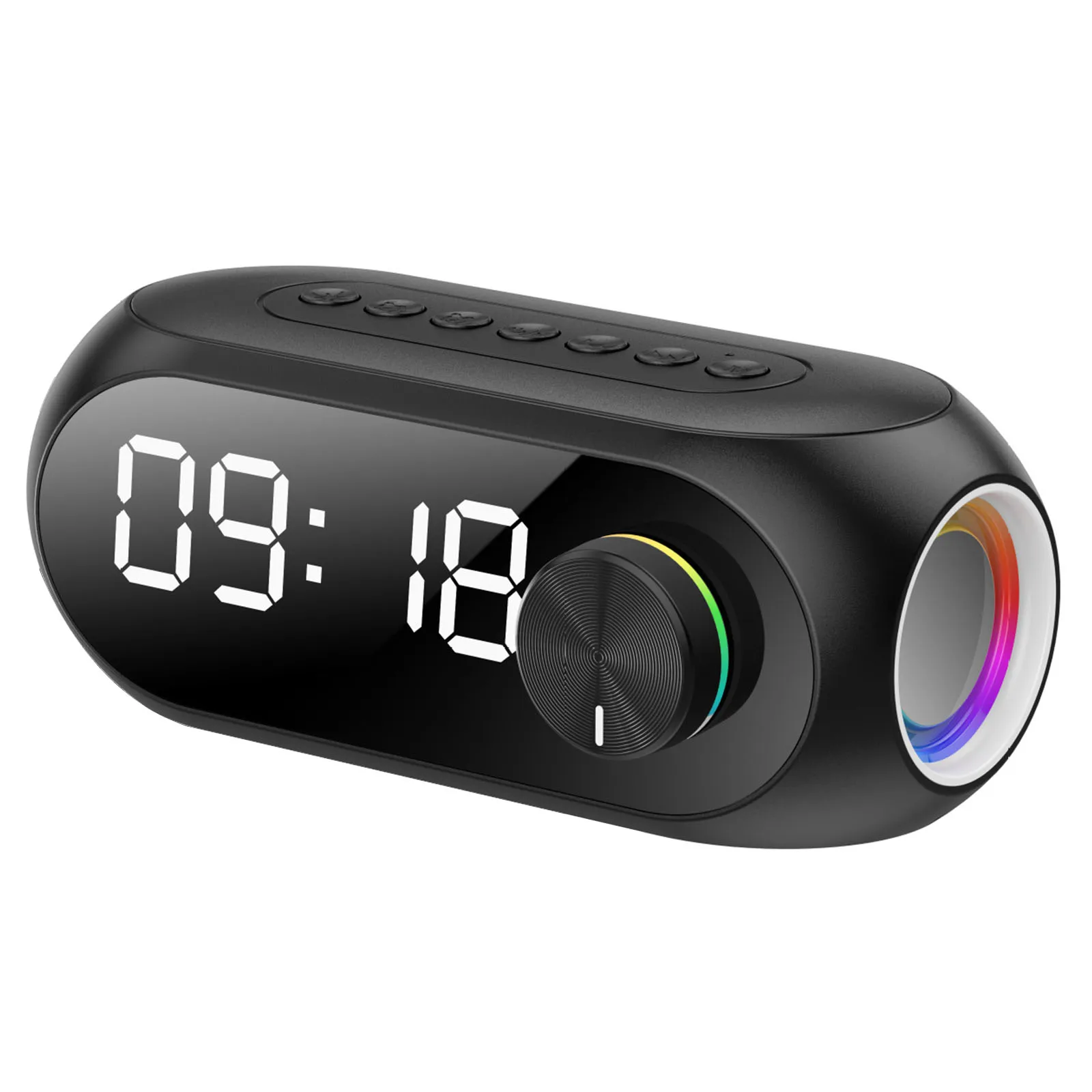 Wireless RGB BT Speaker with Alarm Clock Portable Stereo Sound Box Rechargeable Desktop Small BT Speaker for Home Office