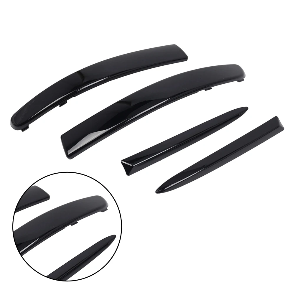 ABS Plastic Front Bumper Upper Lower Grille Moulding Trim Set Designed for Fiat 500 2007-2015 Direct Mount Compatibility