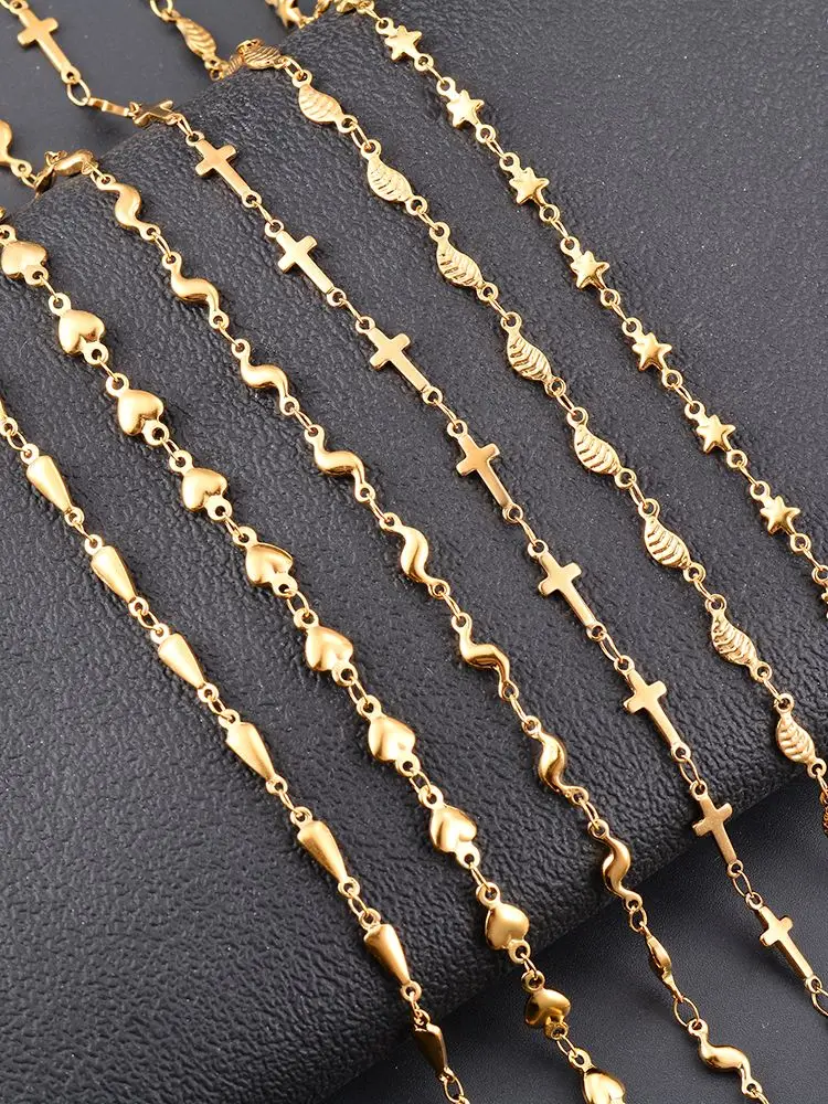 1 Stück Länge 18cm-100cm Edelstahl Lange Handgefertigte Kettenhalsketten für Frauen Silberfarbene Herz-Halskette Damenschmuck – Detail 1