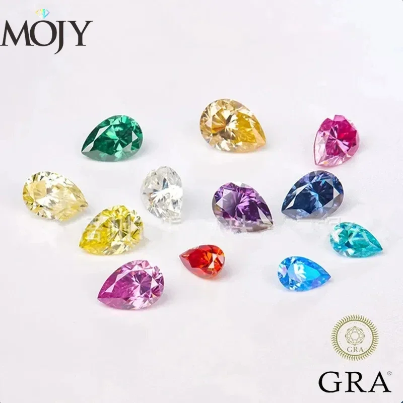 

MOJY Loose Moissanite Stone Pear Cut Colourful 1.0ct~3.0ct Gems with GRA Certificate Lab-Grown Diamond Fine Jewelry Wholesale