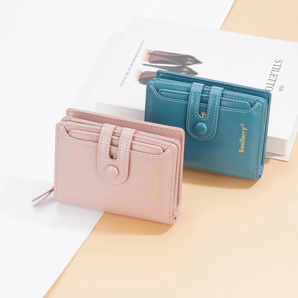 New Fashion Women\'s Wallet High Capacity Zipper Coin Purse Quality PU Leather Short Wallet Credit Card Holder Pink Red Wallets