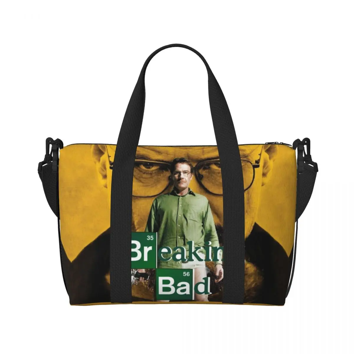 Custom Heisenberg Breaking Bad TV Tote Bag for Women Big Capacity Funny Walter White Beach Gym Travel Bags