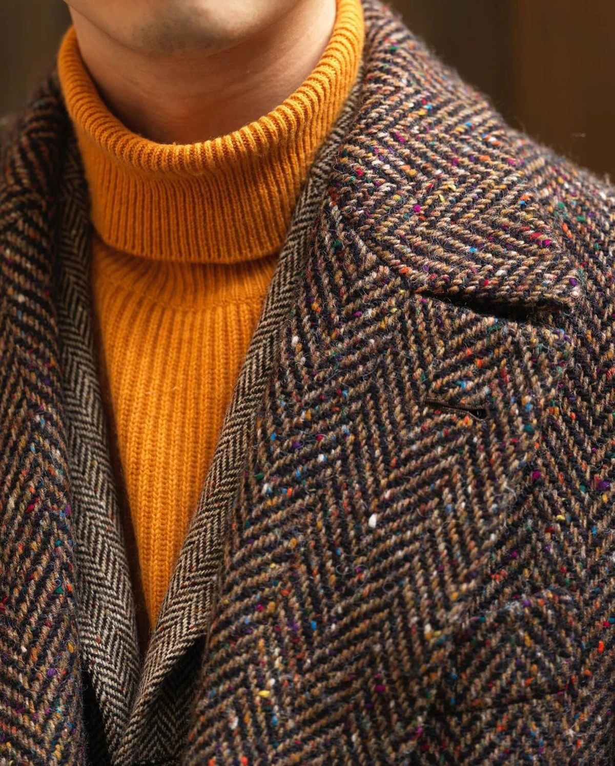 Cappotto in osso di pesce di tweed da uomo vintage invernale Cappotto retrò con risvolto a scialle monopetto Cappotto caldo su misura da uomo personalizzato