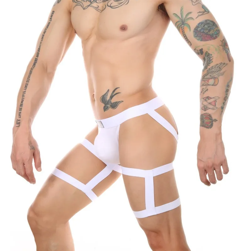 Men Leg Belt Bandage Underwear Sexy Bandage Jockstrap Briefs Man Hollow Out Underpants Gay Body Harness Straps Panties Fetish