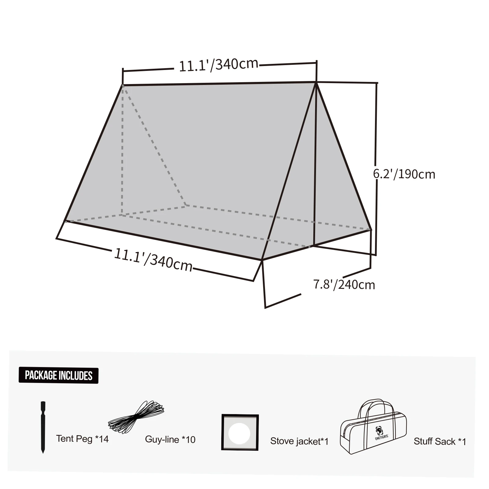 OneTigris ROCDOMUS Hammock Awning & Hot Tent Wood Burning Stove Compatible Waterproof Outdoor Tarp Canopy/Rain Fly Camping Cover