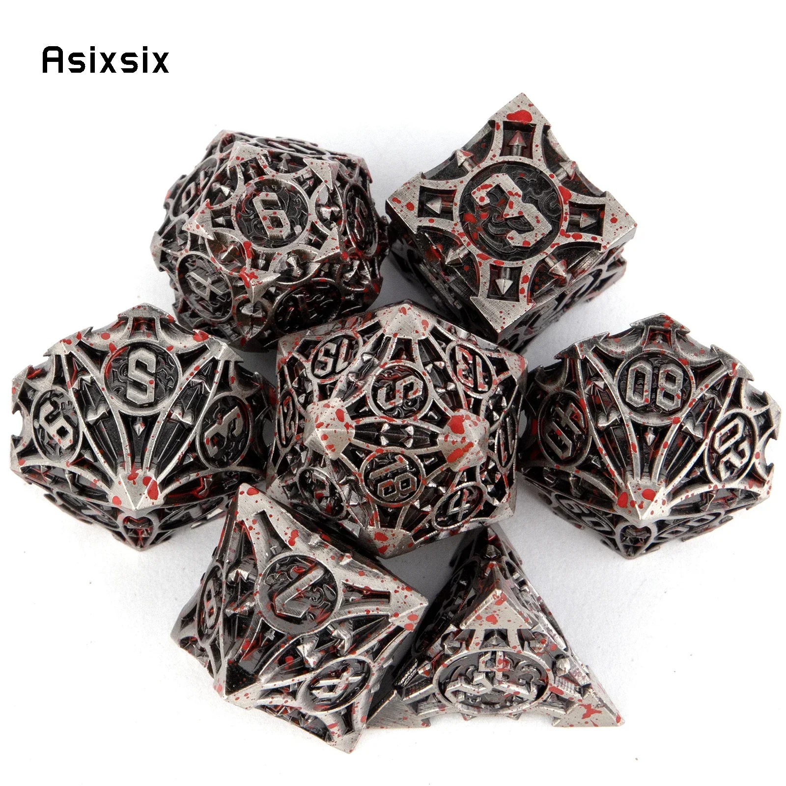

7 Pcs Copper Red Metal Dice Solid Metal Polyhedral Dice Set Suitable for Role-Playing RPG Board Game Gift