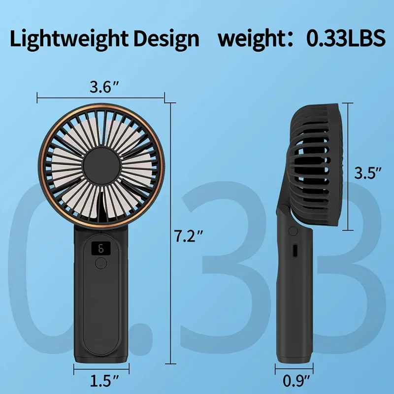 QW10 pcs Portable ,4000MAh Rechargeable Personal ,180° Foldable Mini Desk Fan With 6 Wind Speed,LCD Digital Displa