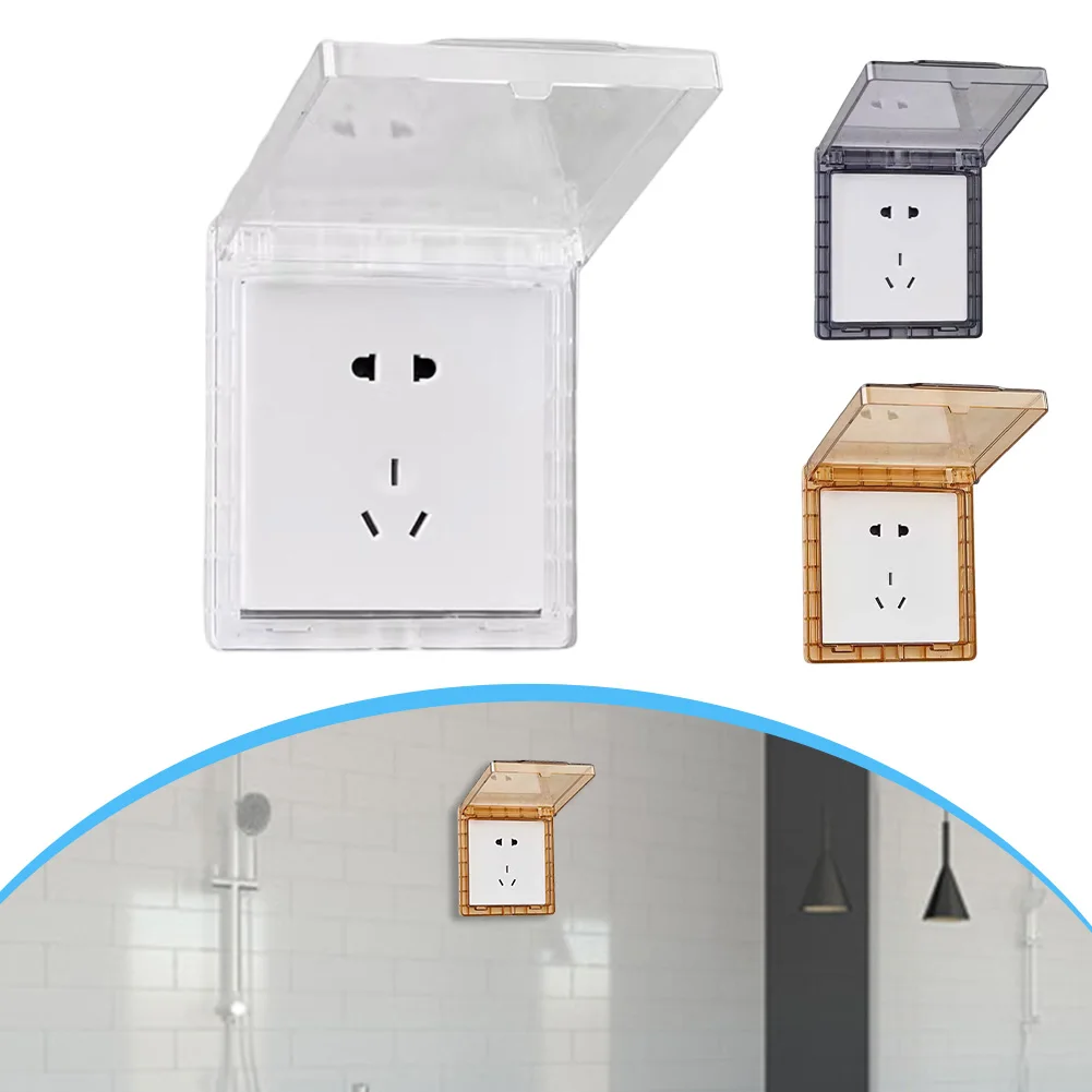 Type 86 Double Self-adhesive Waterproof Box Switch Socket Protective Cover Splash Proof Box Bathroom Toilet Waterproof Box