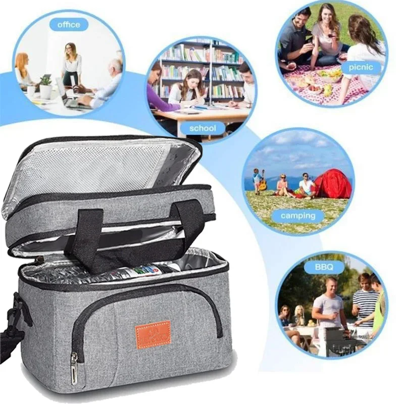 Thickened Square Insulated Lunch Bag Keep Your Food Fresh and Portable Reusable Lunch Bag /Double Lunch Bag / lunch box 10L/20L