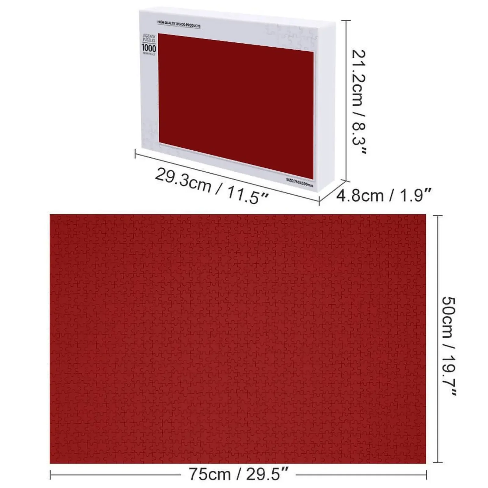 PLAIN SOLID DARK RED - 100 WARNA MERAH PADA BANTAL OZ PADA SEMUA PRODUK Puzzle Jigsaw Mainan Bayi yang Dipersonalisasi Puzzle Kayu Kustom