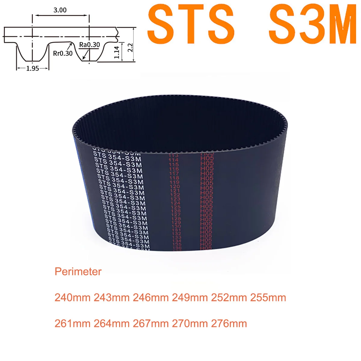 

1Pc S3M Timing Belt 240 243 246 249 252 255 261 264 267 270 276mm Width 6/10/15/20mm STS S3M Closed-loop Synchronous Rubber Belt