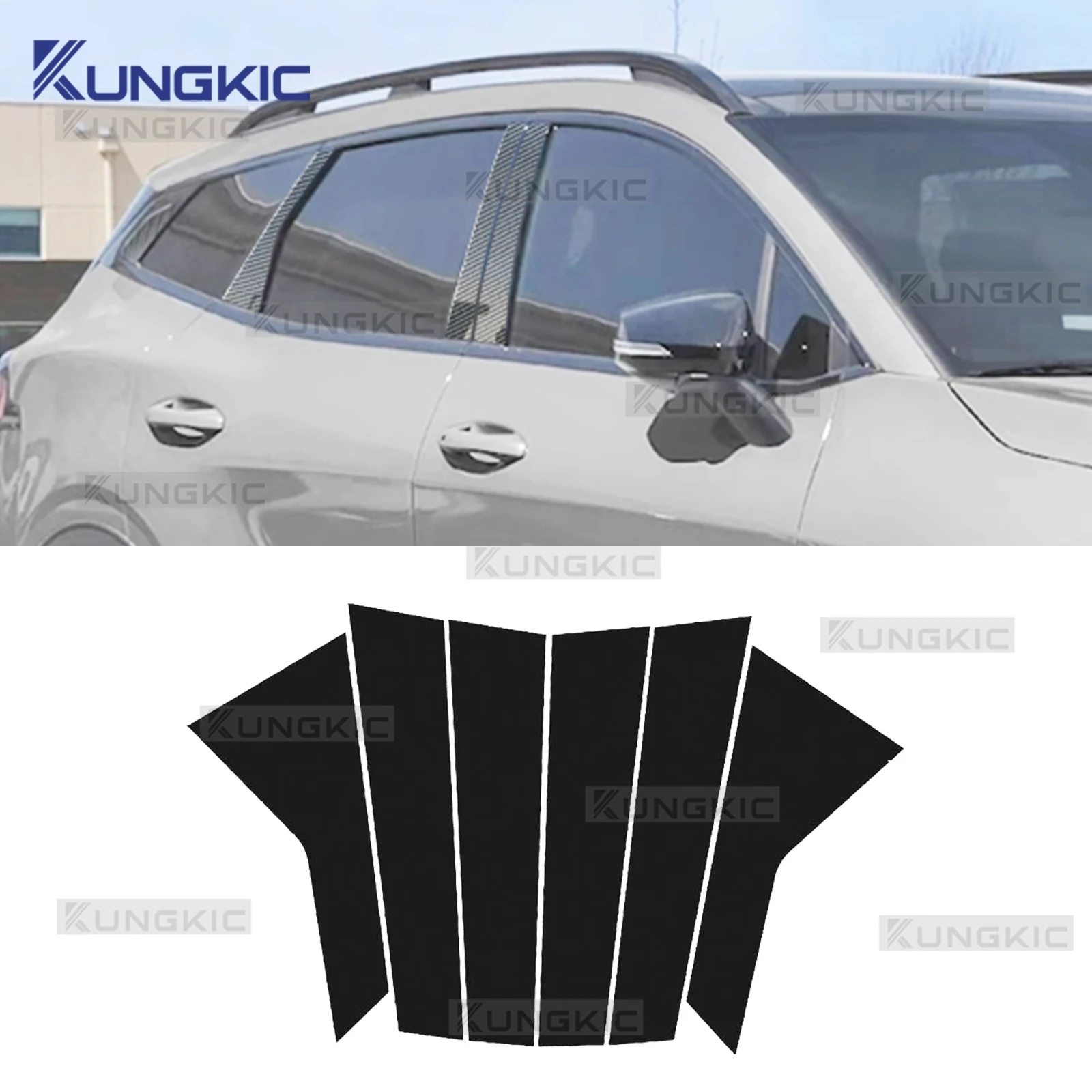 

6 шт. для Kia Sportage NQ5 2022-2024 автомобильные полированные столбы, накладка на дверное окно, молдинг, подходит для B C, наклейка на столбы