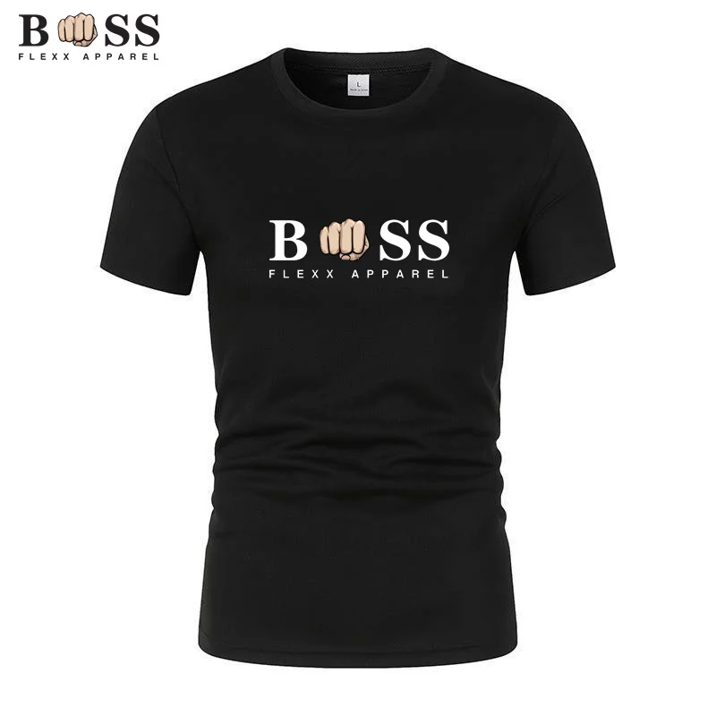 Men's BSS FLEXX APPAREL Printed T-shirt Loose Short Sleeve Fashion O-Neck Top Youth Casual Harajuku Large T-shirt