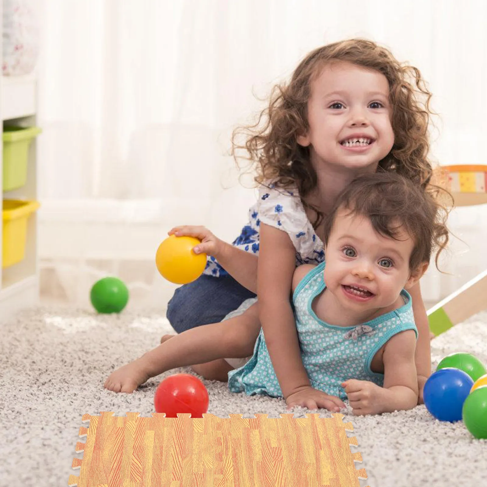 

12Pcs Wood Grain Baby Crawling Mat Interlocking Foam Floor Tiles Mat Floor Protector for Kids Room Eva Flooring Tiles