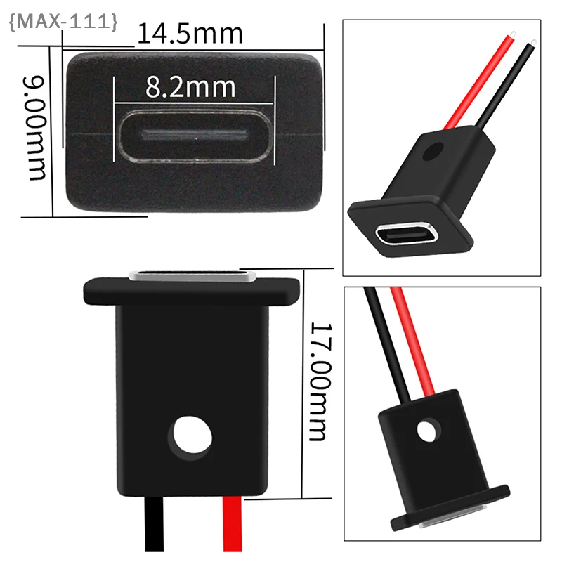 【F-MAX111】Type-C 2p Charging Socket Direct Compression Perforated Waterproof Power Socket With Cable Connector