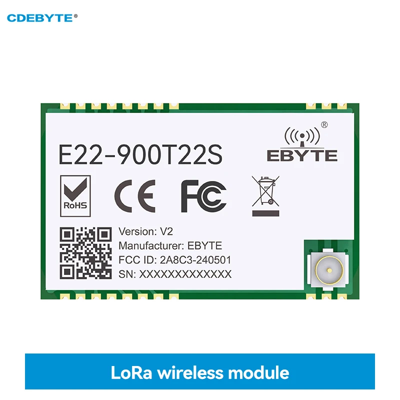 

LoRa Module 915MHz 868MHz CDEBTYE E22-900T22S 22dBm IoT Module SMD UART Transceiver IPEX Stamp Hole Antenna RF Module