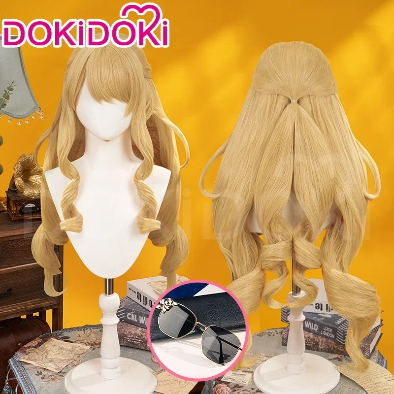 IN STOCK Game Genshin Impact DokiDoki Women Blond Long Hair Fontaine Free Wig Cap Navia Sunglasses MN10