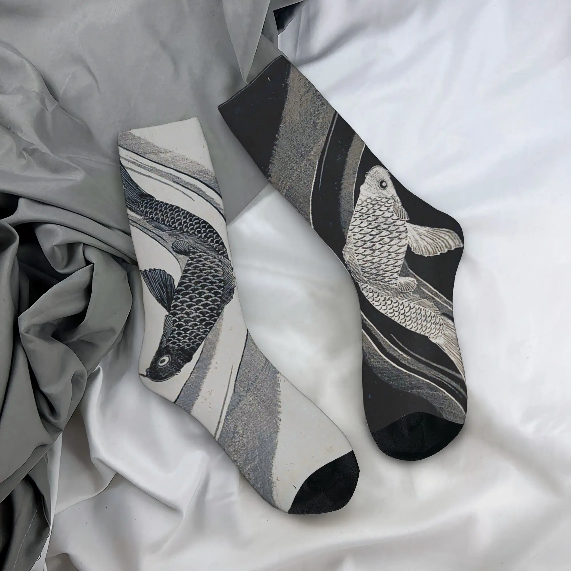 

Winter Warm Casual Men's Women's Koi Fish Yin-Yang Japanese Ukiyo-e Socks Non-slip Crew Socks