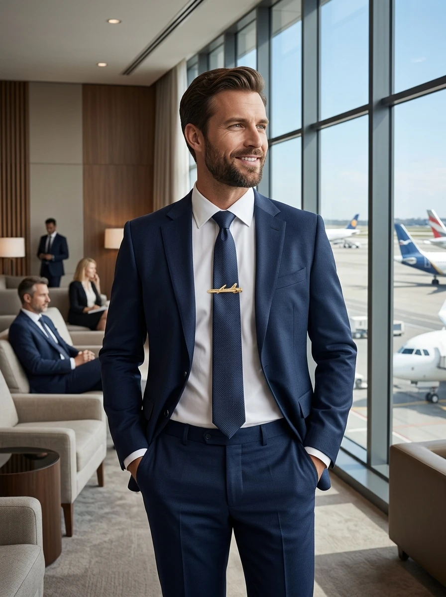 Creative Gold Airplane Shaped Tie Clip for Men Civil Aviation Design Gentleman Business Suit Tie Bar, Formal Wedding Groom