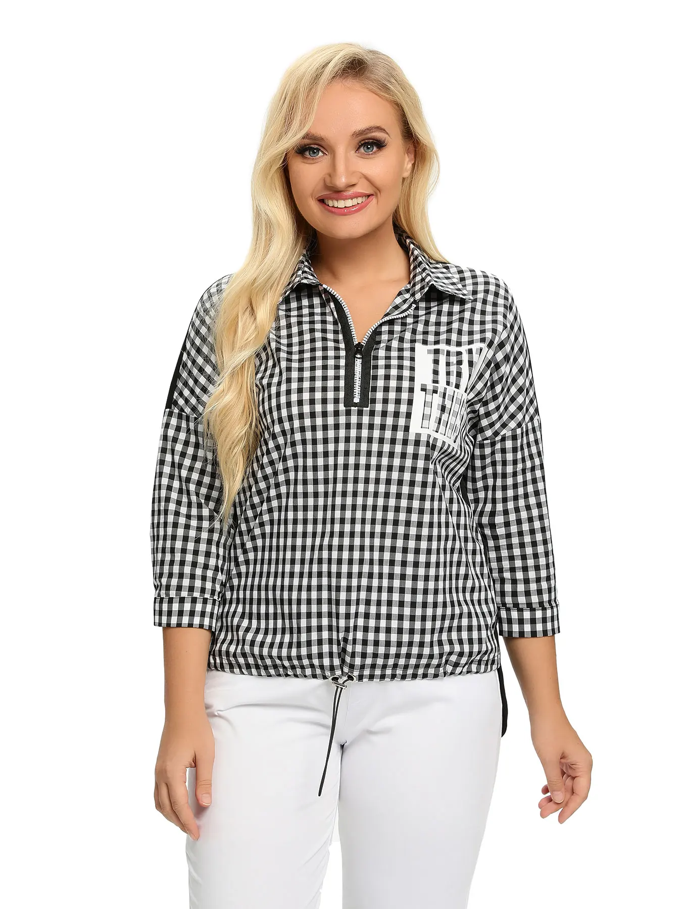 เสื้อเชิ้ตแฟชั่นผู้หญิงไซส์ใหญ่ ผ้าทอ สำหรับฤดูใบไม้ผลิและฤดูใบไม้ร่วง