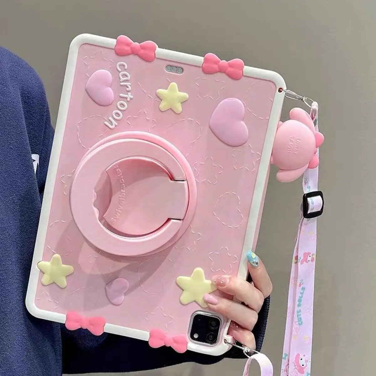 

Sanrio Melody трехмерный силиконовый чехол для iPad Air5 с героями мультфильмов, новый настольный чехол Kawaii с подставкой, студенческий чехол для планшета с сердечком для девочек