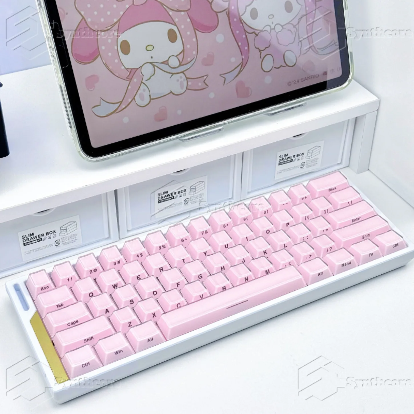 95 Key Crystal Side Engraved Keycap PBT+PC Cherry Jelly Keyboard Keychain Compatible with 60/64/84 Mechanical Keyboard MX Switch