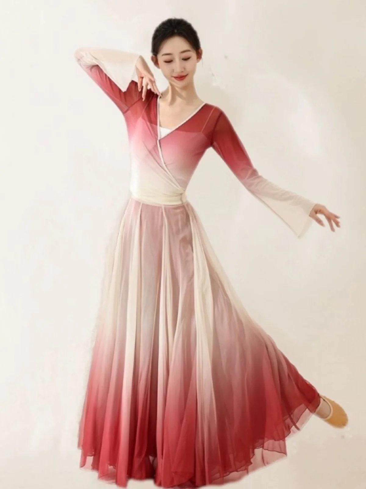 

Комплект для классического танца: юбка с эффектом двойного перехода, пышная юбка для танцев, тренировочная форма, женская спортивная одежда для фитнеса