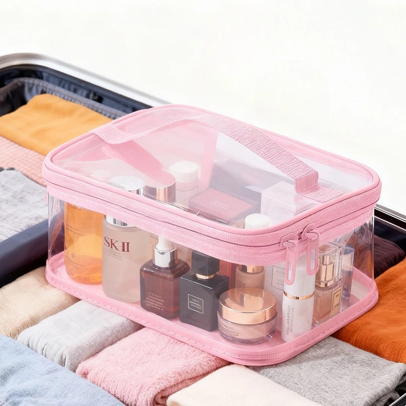 Women Clear Makeup Bag,Waterproof Toiletry Bag, Carry on Makeup Bag, Toiletry Brush Organizer Pouch, PVC Travel Make Up Kit Bags
