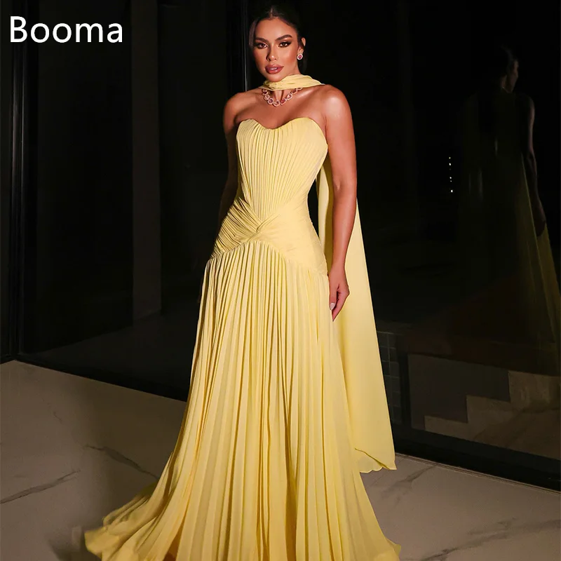 

Booma A-Line Pleat Yellow Evening Dresses Sleeveless Strapless Formal Dresses for Women Elegant Prom Gowns Custom Made 2025