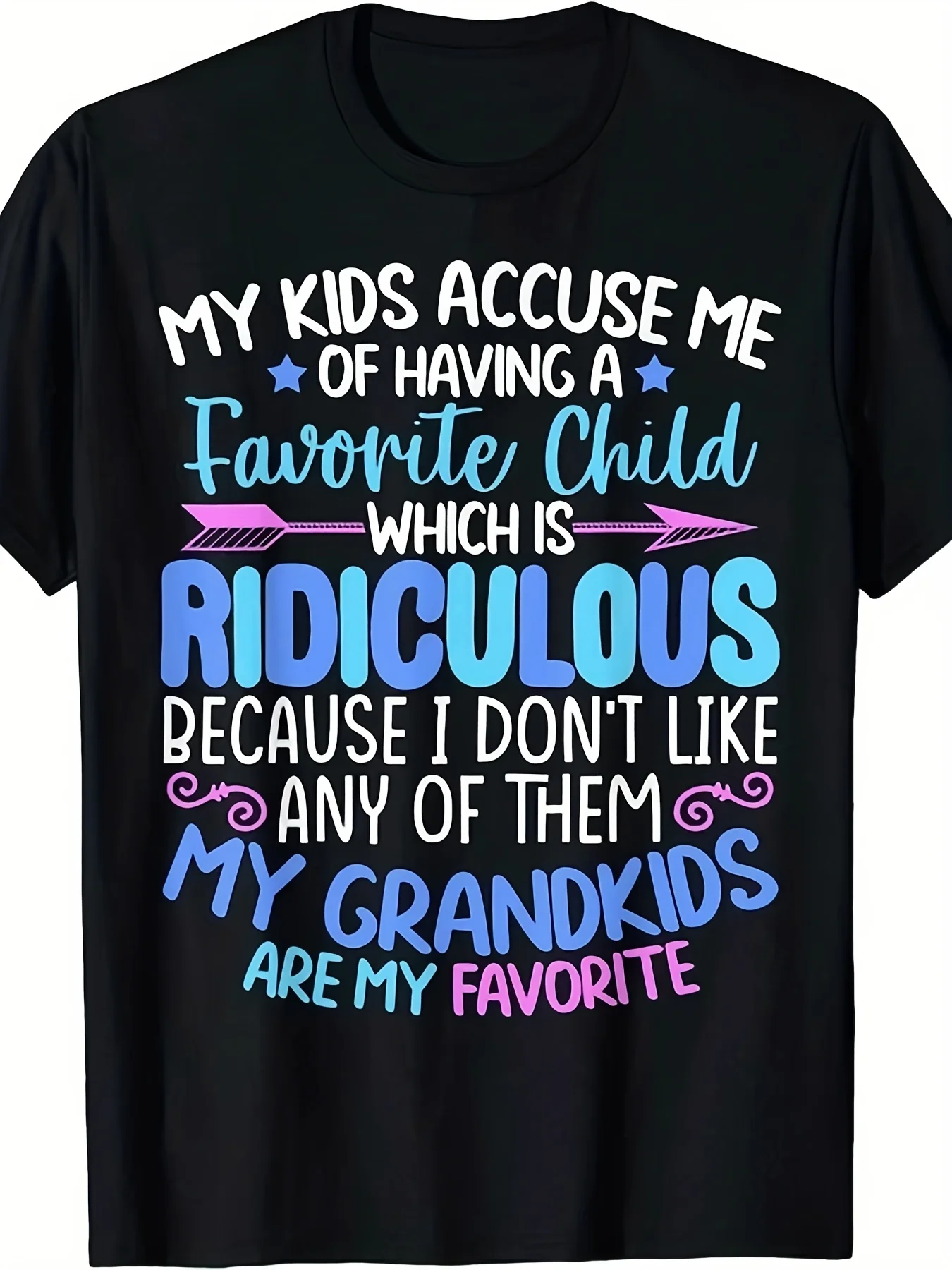 Men'S Funny Grandma'S Favorite Child Graphic T-Shirt - "My Favorite Child" Saying with Grandkids Quotes - Funny Grandpa Gift Idea - Sizes S-3XL - Comfortable Casual Everyday Shirt - Birthday/Christmas Present for Grandfathers - Funny Family Apparel