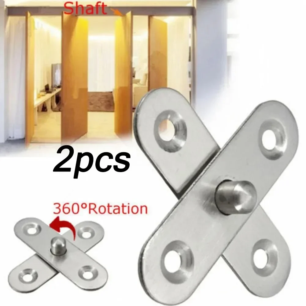 2pcs Stainless Steel 360Degree Rotating Door Pivot Hinge Tone Rotary Folding Hinges For Kitchen Cabinet Furniture Door Hinges NE