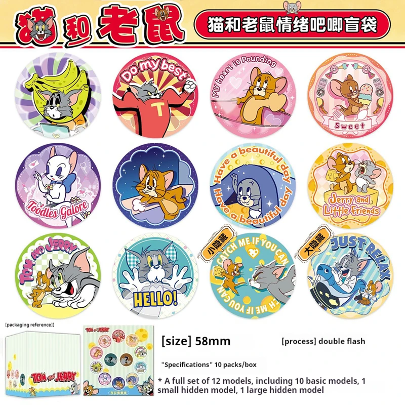 Tom And Jerry Blind Box 5.8cm Double Flashing Badge For Backpack Decoration School Acsesories Children Birthday Gifts