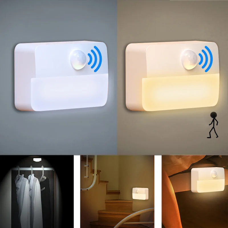 

Motion Sensor Light Indoor LED Night Light Stick On Nightlight Battery Operated Lights For Hallway Stair Bathroom Closet Bedroom