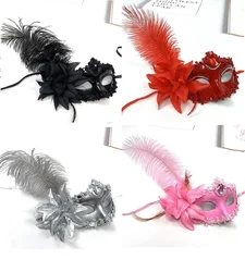 Venice Adult Masquerade Princess Mask For Women Peacock Feathers Half Face Mask Party Performance Carnival Cosplay Costume