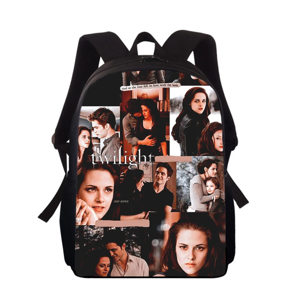 Mochila 3D Print para crianças, sacos de livros escolares para meninos e meninas, The twilight Saga, vampiro, sacos escolares primários, estudantes, 16"