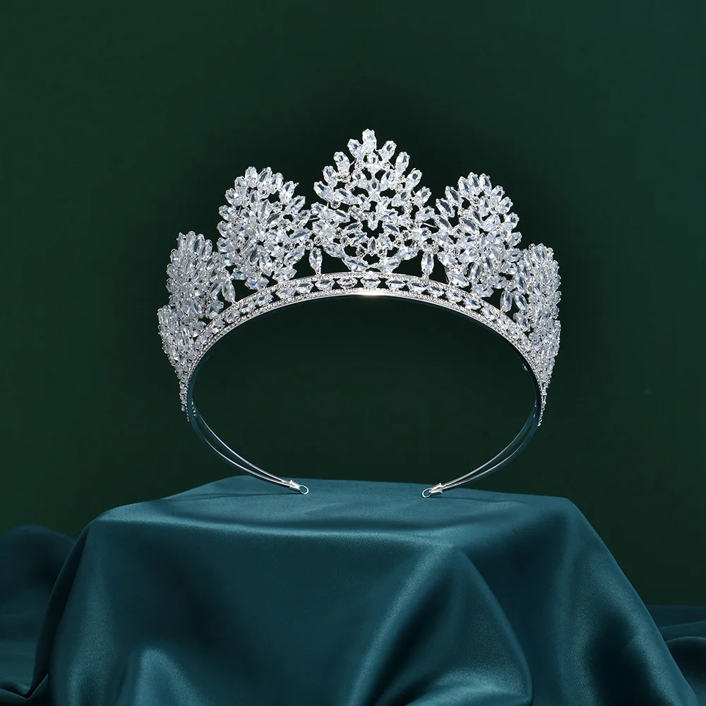 Zcompresses-Diadèmes en cristal sur couronne pour mariée, pièce de sauna de mariage, bandeau de sauna d'anniversaire, bijoux de cheveux de reconstitution historique, luxe