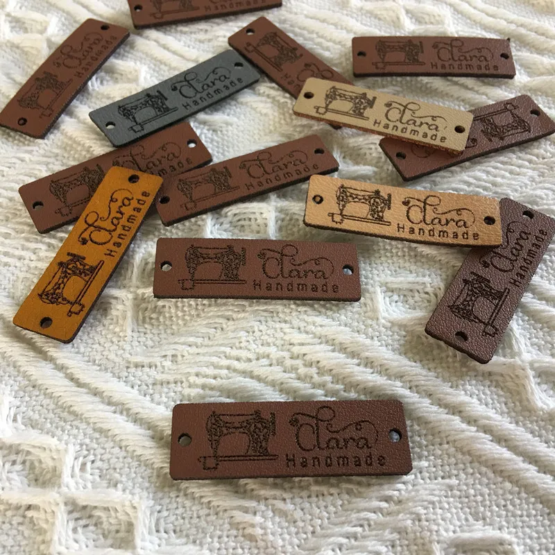 30pcs Sewing labels for clothing crochet custom logo brand Leather tag for handmade items Personalised knitting Garment label