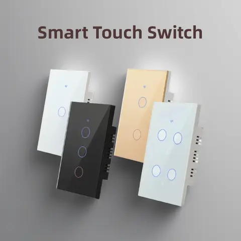 2 Way Smart RF433 Remote Control Wall Light Touch Switch Light Glass WiFi Tuya Smart Life US USA White Black Gold Alexa ON OFF