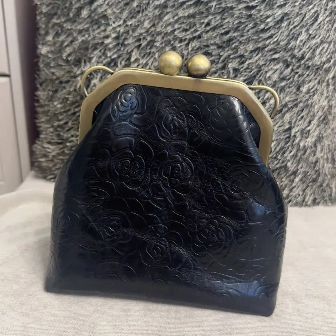 

Потерянный винтажный кошелек с замком Pearl Kiss, кожаный клатч ручной работы, кошелек с металлическим каркасом 17x7x17 см