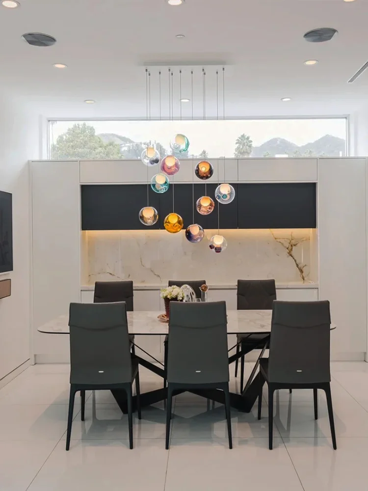 اليدوية الزجاج المزجج الملون فقاعة الثريات أنيقة بريق المنزل المطبقين LED G9 عكس الضوء الإنارات تعليق 32 ألوان