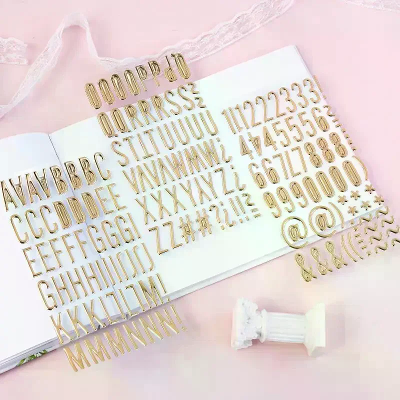 1/3 Sheets 3D Gold Self-Adhesive Letter Number Stickers For DIY Scrapbooking Craft Decorative Decals