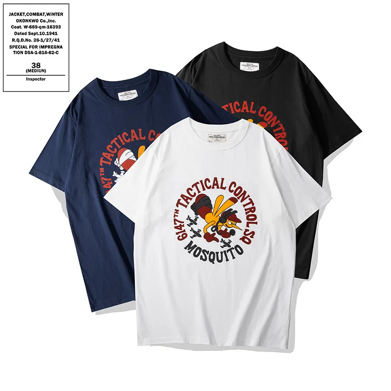 

OKONKWO American retro 6147 mosquito tactical squadron short-sleeved T-shirt 200 grams military style Amei Khaki T-shirt