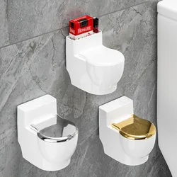 Wall-mounted Ashtray Toilet-shaped Ashtray Bathroom Decorative Plastic Cigarette Case Portable Cigarette Accessories with Lid